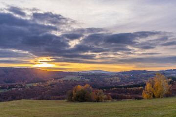 Golden sunset and colorful autumn foliage in National park Polana mountains, Slovakia © Richard Semik