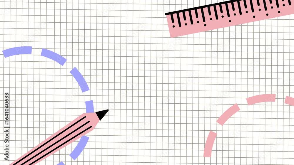 Aufkleber creating geometric shapes on grid paper using rulers and pencils for art and design practice