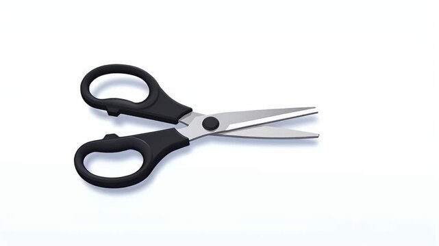 Scissors with black handles on white background  