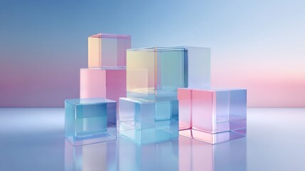 Abstract Transparent Acrylic Blocks in Pastel Tones for Product Display or Modern Minimalist Design