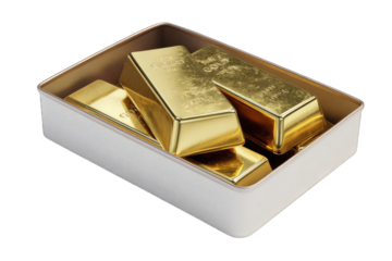 Gold bars in a metal box