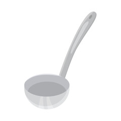 Metal soup ladle vector icon, kitchen serving utensil illustration, ladle clip art, cooking tool flat illustration 
