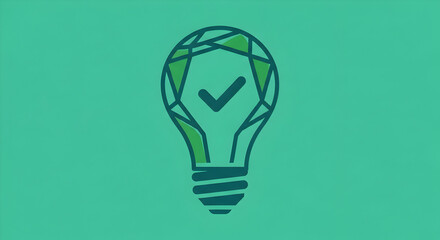 Brilliant green lightbulb design with a checkmark symbolizes innovation, success, and creative solutions, perfect for marketing, branding, and inspiring positive change