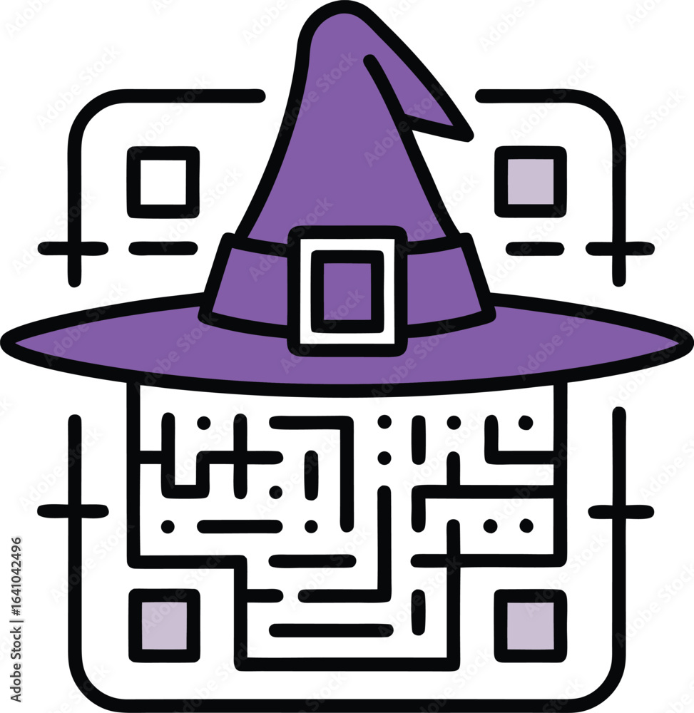 Aufkleber halloween qr code witch hat qr code halloween...