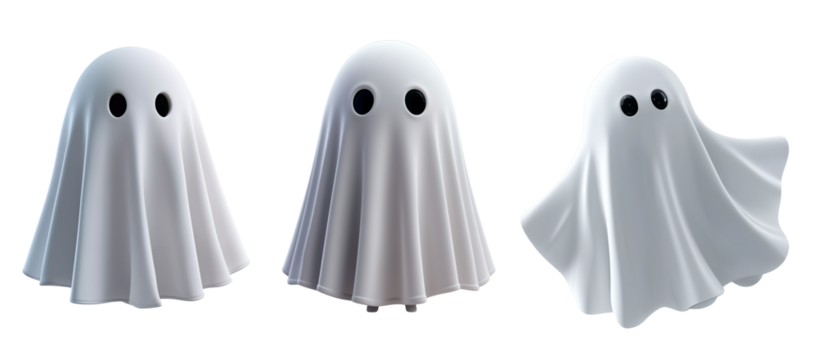 Halloween cure ghost flying on transparent background
