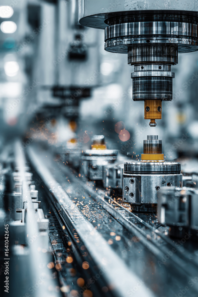 Aufkleber precision metal assembly in a modern factory with advanced cnc machines and innovative ai technology