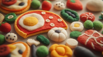 Obraz premium Colorful miniature food creations on a light background