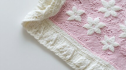 Pink Knitted Baby Blanket Detail