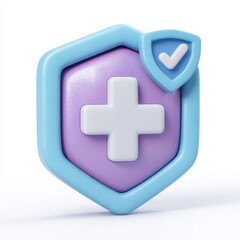 Obraz premium 3d rendered medical shield icon with check mark for health and safety