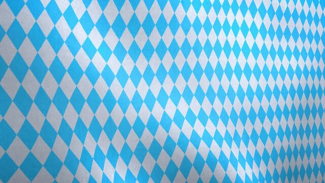 Video animation of a Bavarian flag with diamond pattern in white and blue - seamless loop.