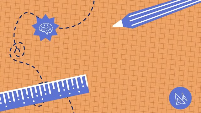 Creative exploration of design principles using tools on graph paper in a vibrant workspace