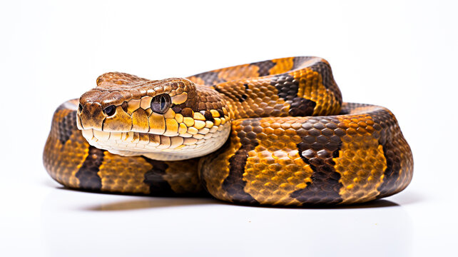 The yellow Burmese python is a scary reptile.
