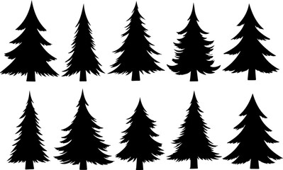 Obraz premium Christmas Tree Silhouette Vector Bundle