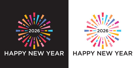 Fototapeta premium simple happy new year wordmark logo negative space fun design template