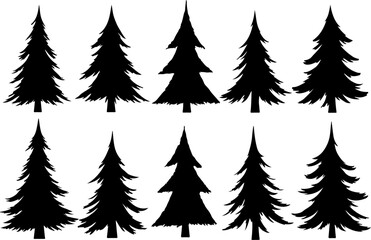 Fototapeta premium Christmas Tree Silhouette Vector Bundle