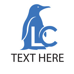 LC letter with penguin logo design illustration 