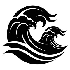 Waves or Ocean Line vector clean black silhouette design white background