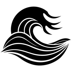 Waves or Ocean Line vector clean black silhouette design white background