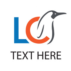 LC letter with penguin logo design illustration 