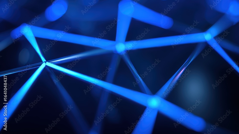 Poster abstract blue network connection structure: futuristic technology background with glowing lines and 