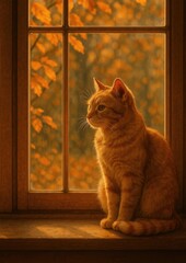 Cat gazing through window