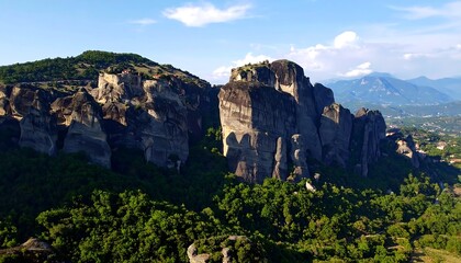Rocky mountain range with monastery (2)