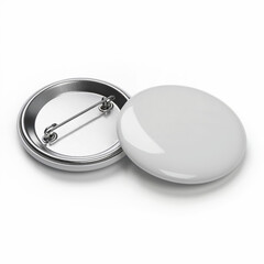 white circular button badge studio product photo isolated on white