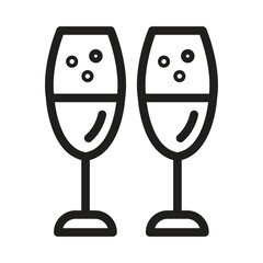 Wine Glass  Vector Outline Icon. EPS 10 File 