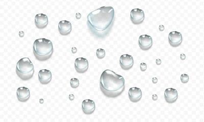 Realistic water drops. PNG drops, condensation on the window, transparent water drop. Abstract water drops, bubbles on transparent background, digital liquid design, Stock royalty free. 