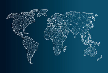 Global network mesh. Earth map. World map Network