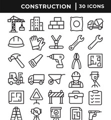 Obraz premium Set of construction related icon collection line art vector illustration