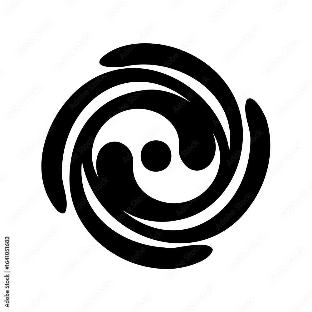 Poster elegant abstract circular design featuring contrasting shapes and dynamic swirling effect