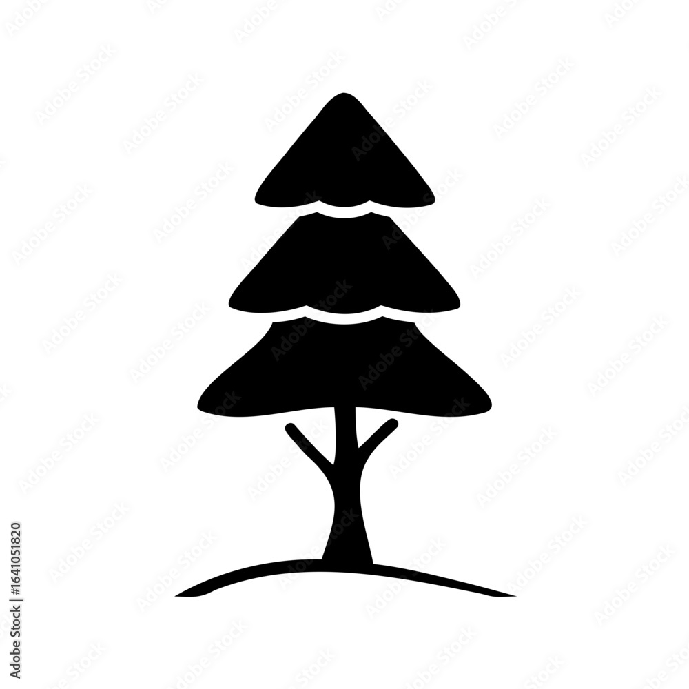 Poster stylized silhouette of a pine tree with rounded triangular layers