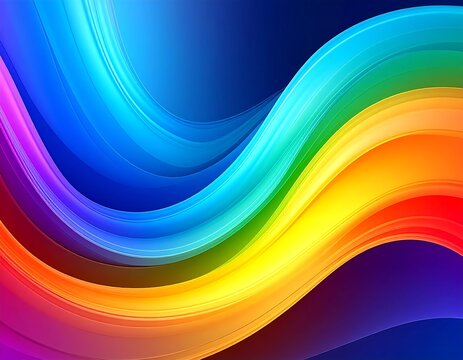 Abstract vibrant rainbow waves on dark background - Powered by Adobe