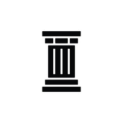 Simple Black and White Icon of a Classical Column