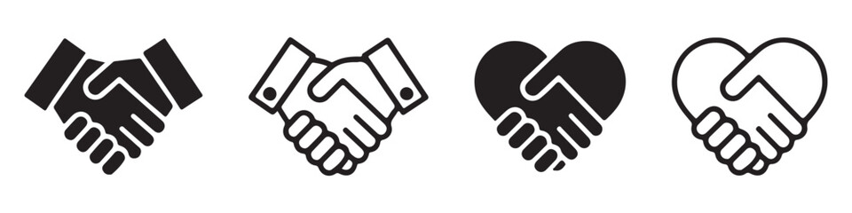 Obraz premium Business agreement handshake or friendly handshake line art icon for apps and websites
