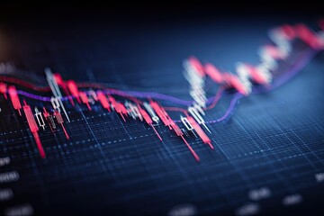 Close-up financial chart showing fluctuating stock market data
