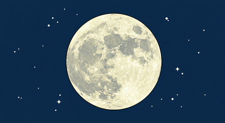 夜空に輝く満月のイラスト