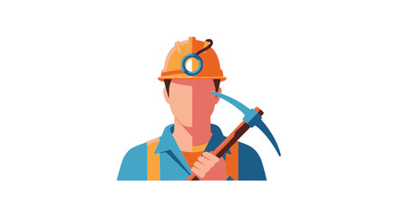 Fototapeta premium Crafting Futures a Miner's Portrait with Hard Hat and Mining Tools
