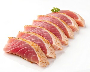 Illustration of raw tuna slices isolated on white background