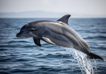 Fototapeta premium Majestic Dolphin Leap, Ocean Spray, Coastal Majesty
