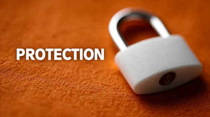 A close-up of a padlock on an orange background.