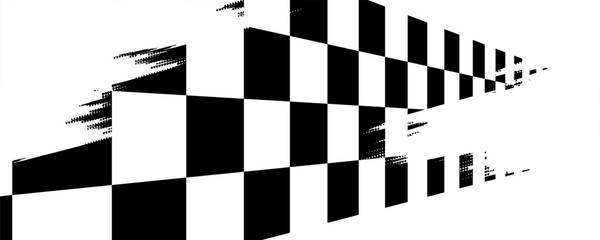Black and white checkered rectangular frame. Square racing checkerboard pattern. Chessboard geometric pattern. Rally checkerboard pattern. Finish racing frame. Vector illustration on white background
