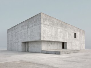 Fototapeta premium Minimalist concrete building by the sea