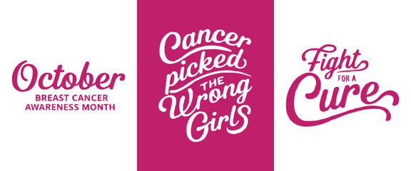 Inspirational breast cancer awareness typography slogans October fight for a cure vector for t shirt design