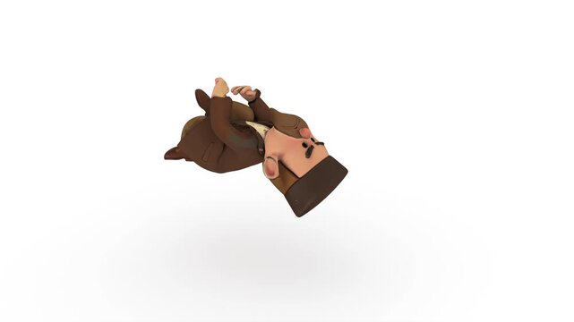 lonely poor homeless man dancing on white bg