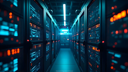 Fototapeta premium Neural Network Data Center Artificial Consciousness Instability