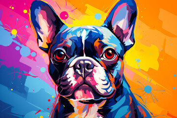 Colorful French Bulldog Painting