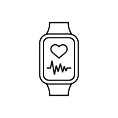 Smartwatch with Heart Rate Monitor Displaying Heartbeat and Heart Symbol