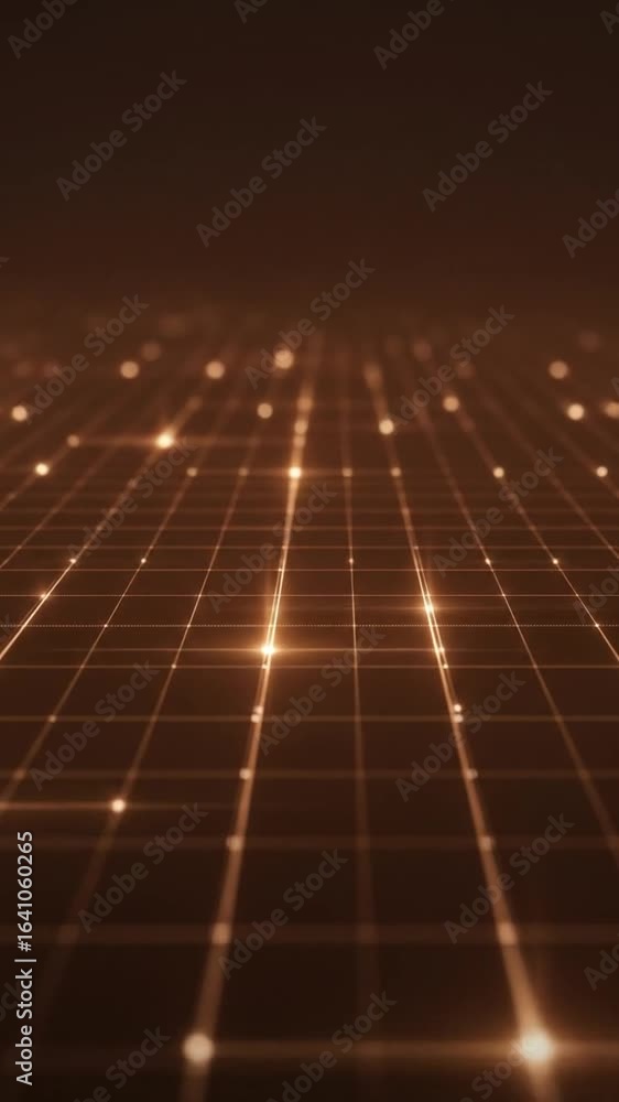 Poster abstract glowing grid with brown tones and perspective view representing technology data network wit